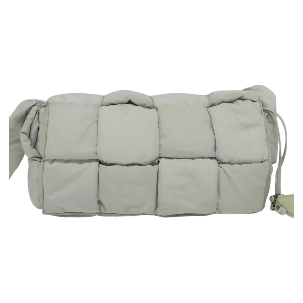 Bottega Veneta Maxi Intrecciato Nylon Cassette Shoulder Bag Gray